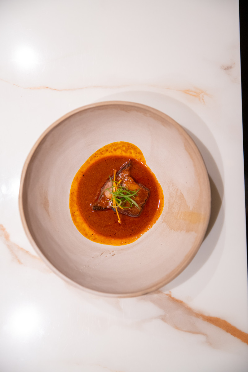 Tasting menu course plating at Manao Dubai