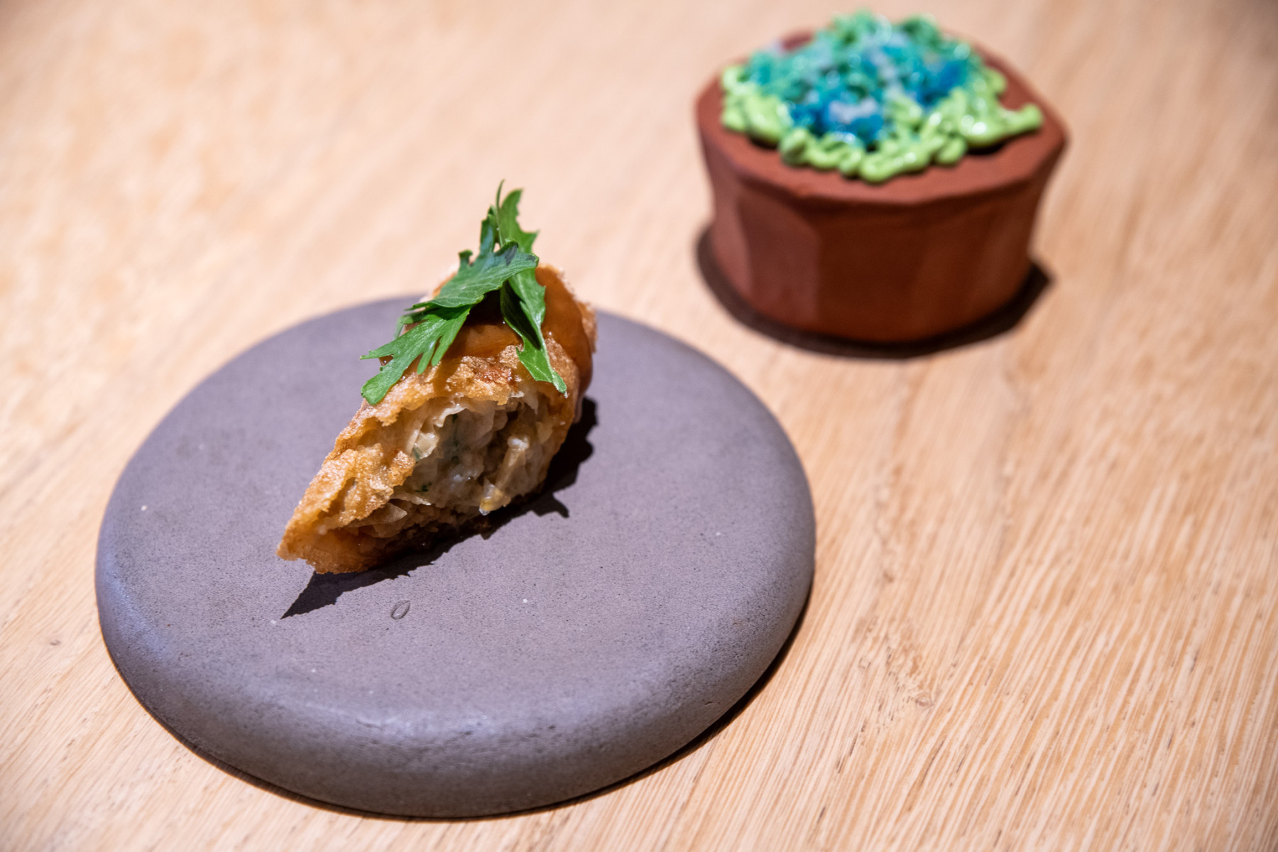 Refined course presentation at Venissa Michelin-star restaurant Venice