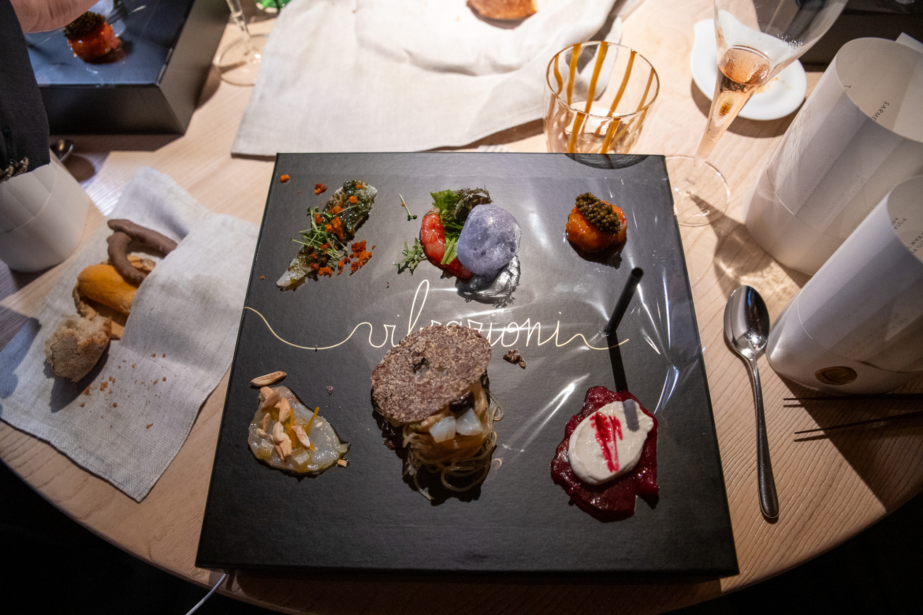 Tasting menu course plating at Le Calandre Padua