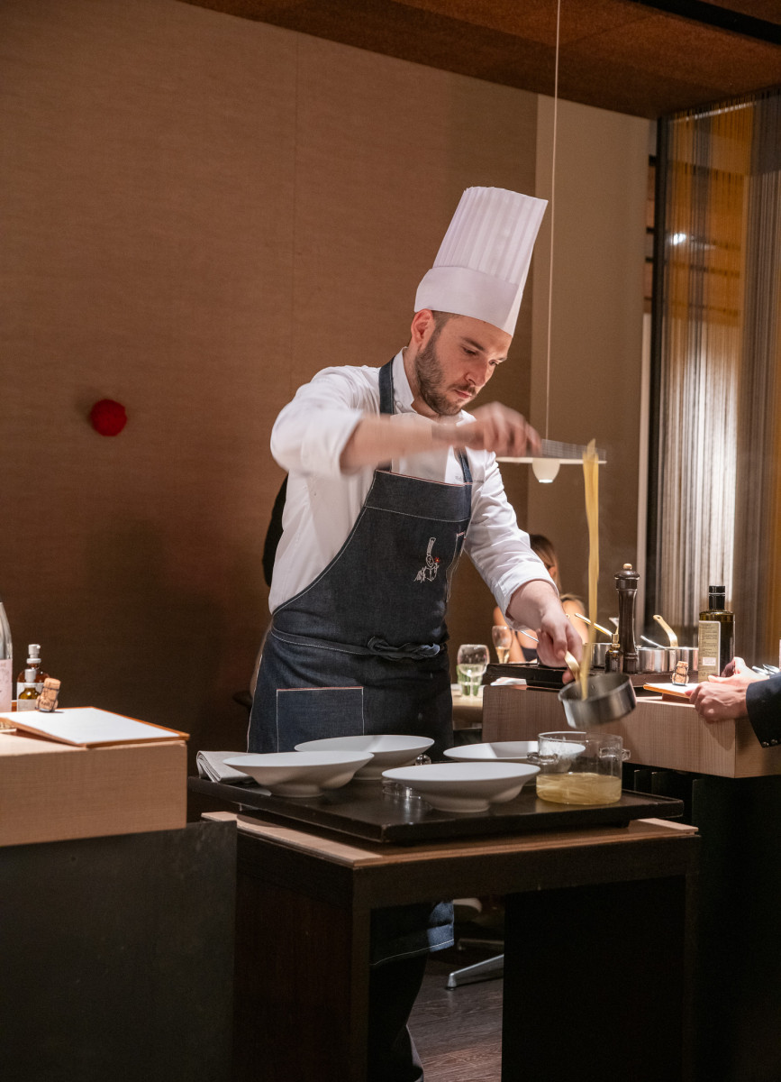 Creative tasting menu course by Chef Massimiliano Alajmo at Le Calandre