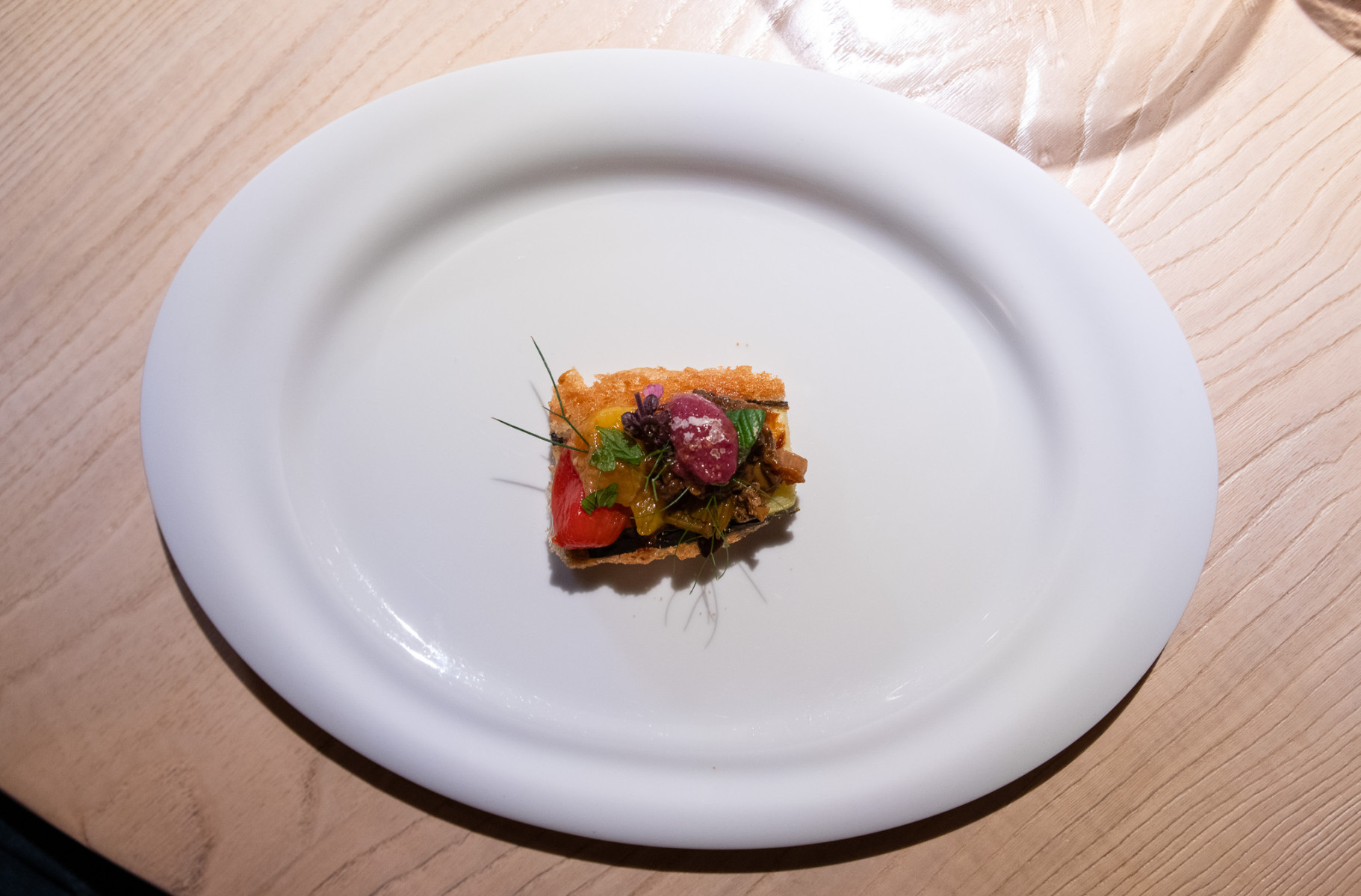 Murrina Cappuccino with cuttlefish, sea urchin, beetroot and spirulina at Le Calandre