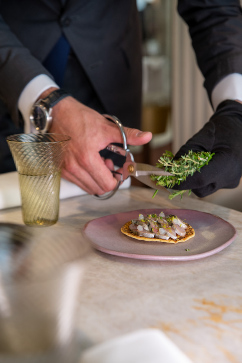 Opening savoury bites at Marsan by Helene Darroze, Paris