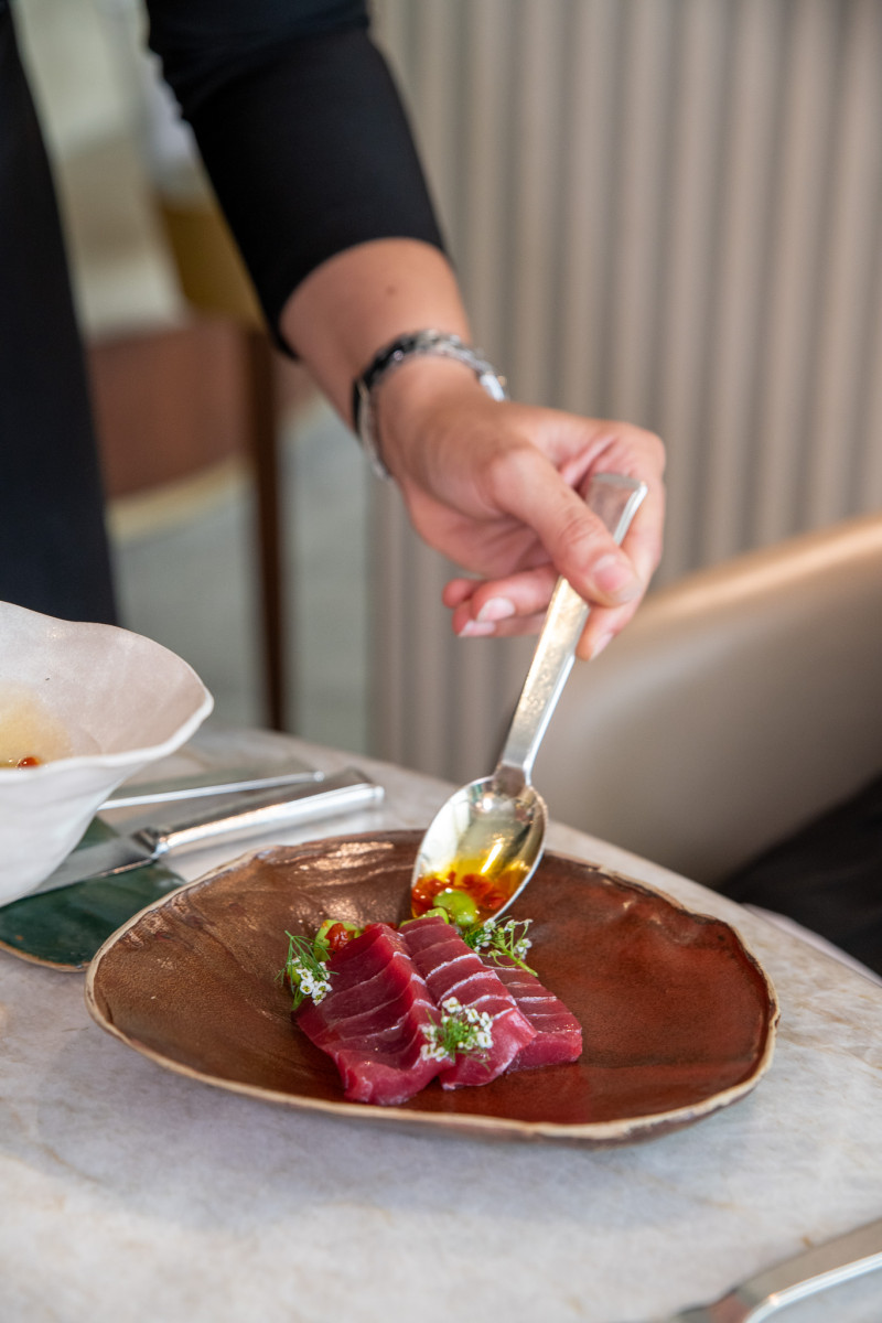 Amuse-bouche service at Marsan two-Michelin-star restaurant Paris