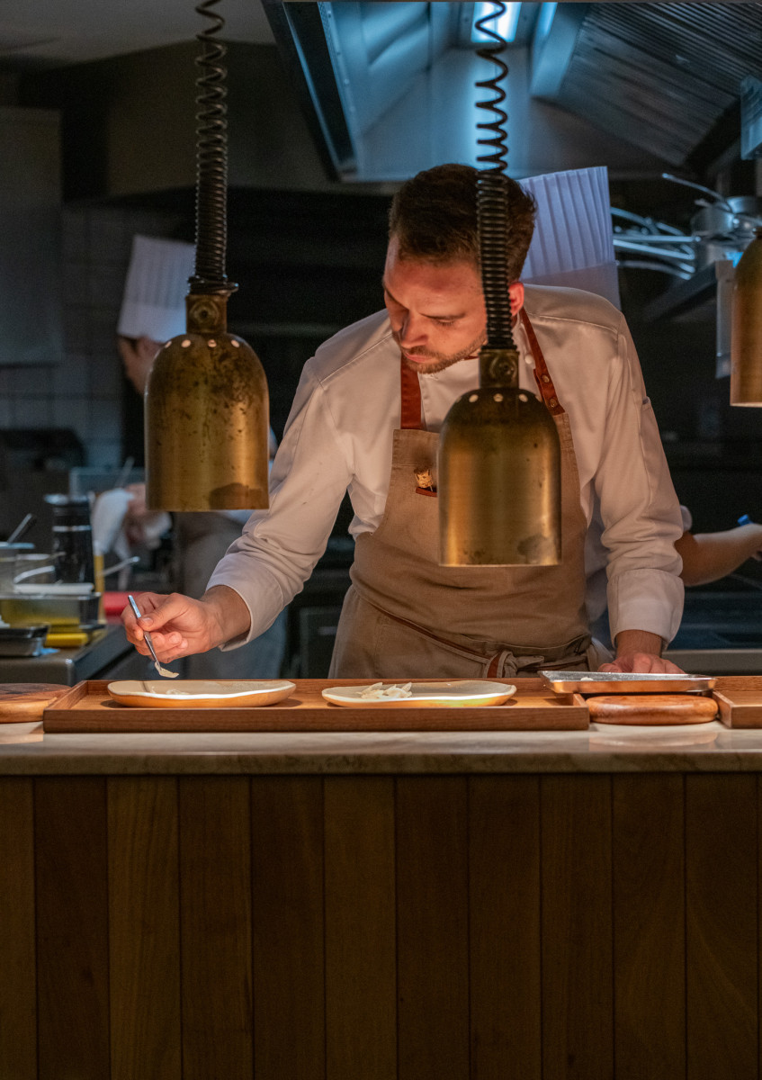 Bread course with duck fat and rosemary at Marsan restaurant Paris