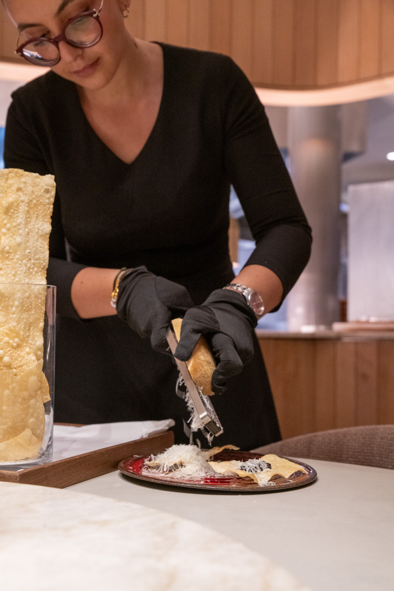 Baba dessert with Armagnac, strawberries and Chantilly cream at Marsan Paris