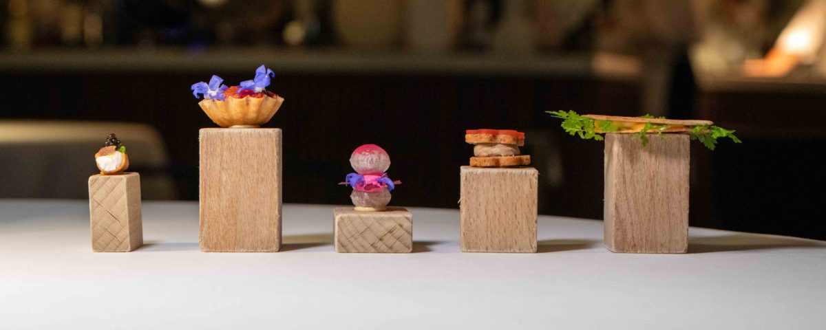 Beautiful bite size appetisers at Autem restaurant in Milan