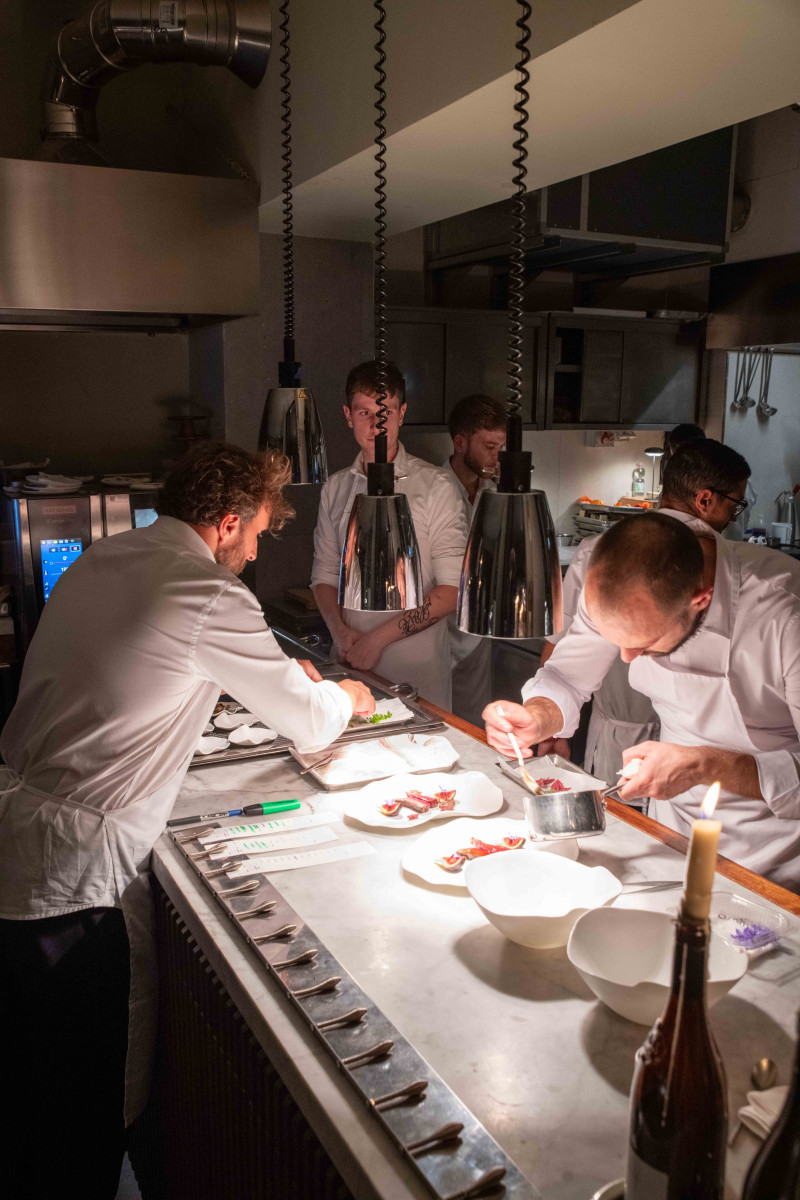 Smoked eel salad course by Chef Luca Natalini at Autem Milan