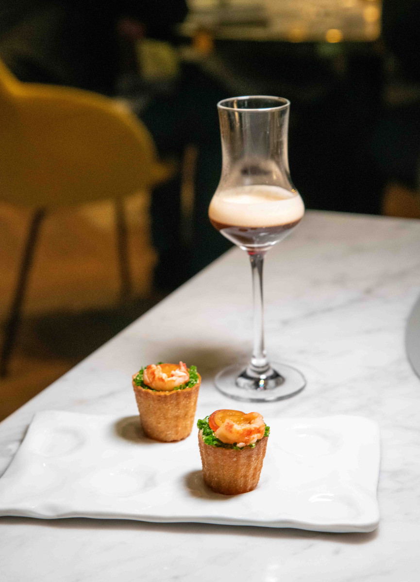 Crayfish mayonnaise course from Epoka's History tasting menu, Warsaw