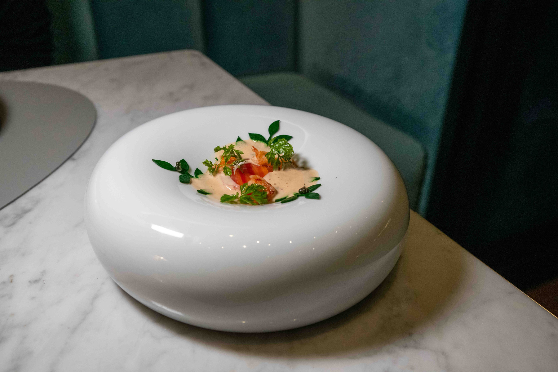 Decadent crayfish pudding by Chef Marcin Przybysz at Epoka Warsaw
