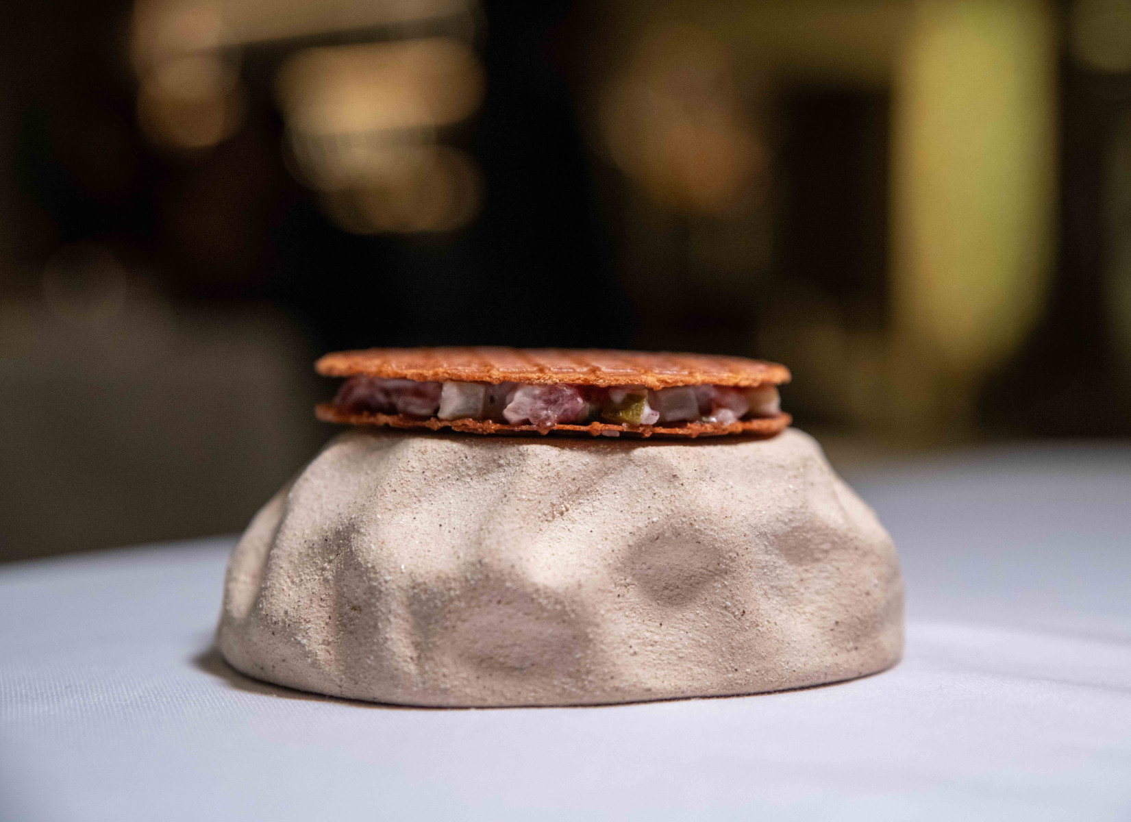 Kimchi and crayfish course at Mertia fine dining restaurant Stellenbosch